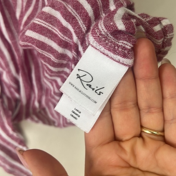 Rails Marley Lucia Stripe Tie Front Button collared Top size L - Picture 5 of 7